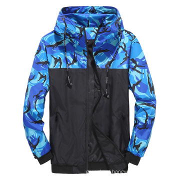 Hot Sale Men's Camo Patchwork Windbreak Jacket Custom